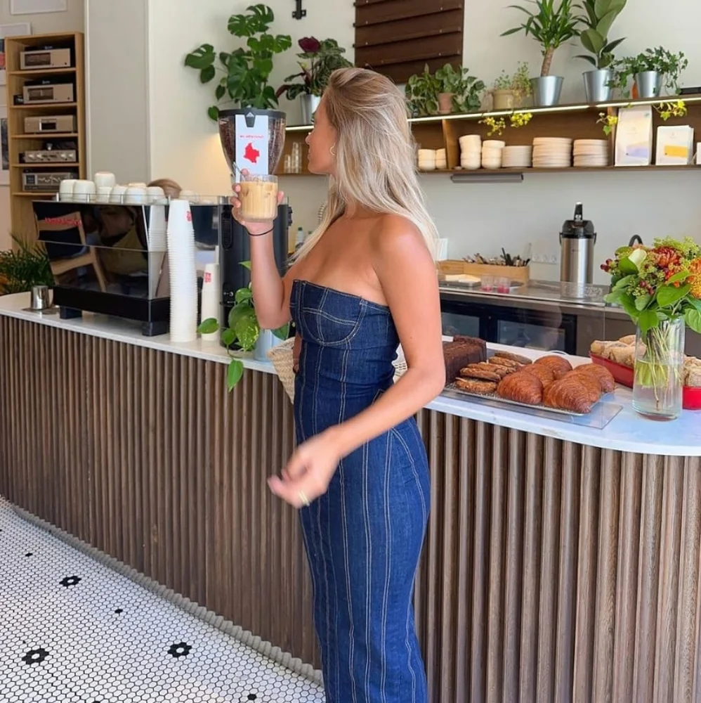 Zara Blue Strapless Midi Dress - Picture 12 of 16